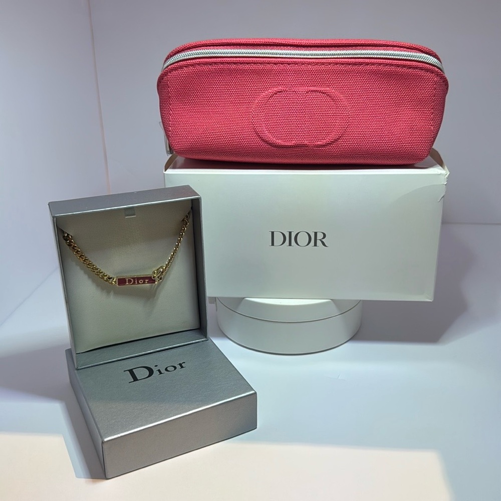 NWT Dior necklaces and beauty pouch